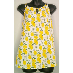 Market & Spruce Sleeveless Blouse Tank with Lemons Women's Large